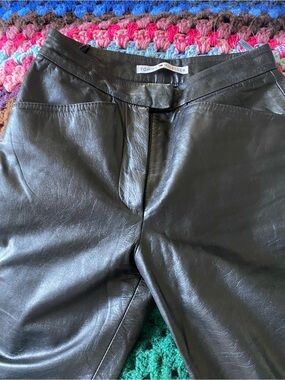 Tommy Hilfiger Black Leather Pants Mid Rise.